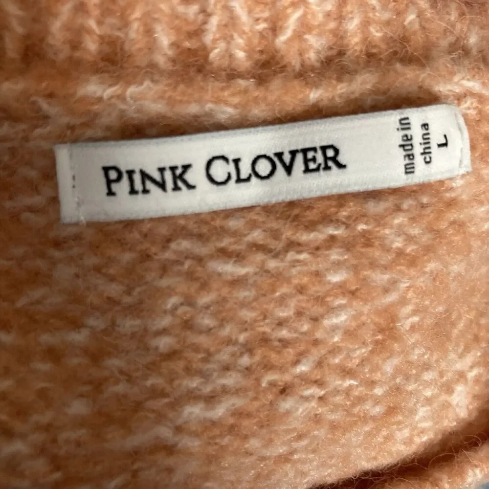 Pink Clover Sweater Womens Large Etienne Long Sleeve Orange Soft Cozy‎